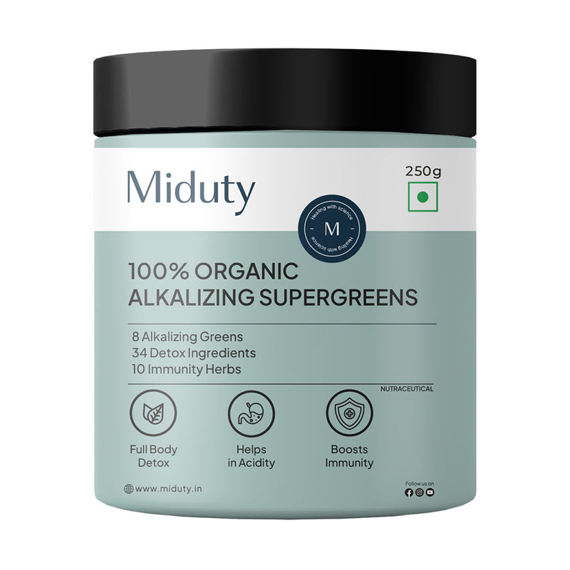 Miduty 100% Organic Alkalizing Supergreens container Front View