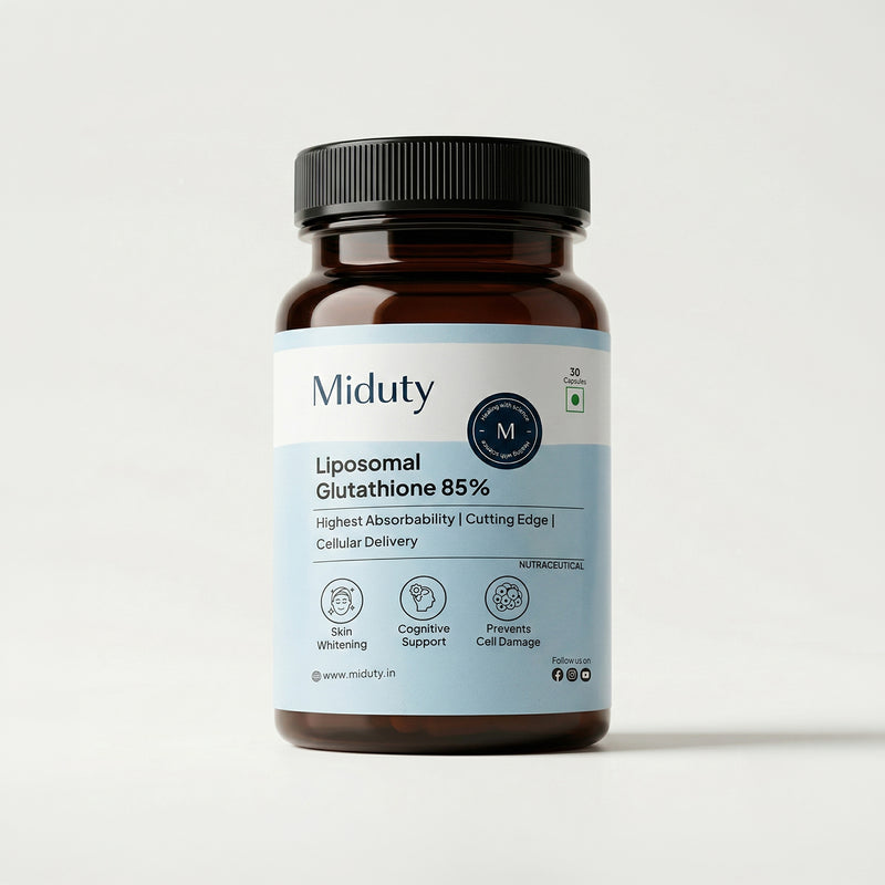 Miduty Liposomal Glutathione 85% Supplement bottle Front View