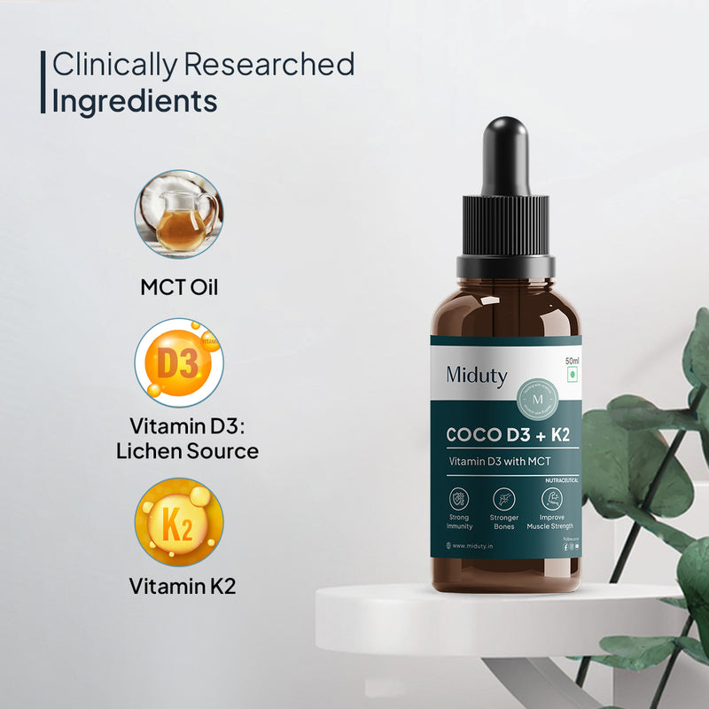 Ingredients in Miduty Coco D3 + K2 - Best Vitamin D3 Drops in India