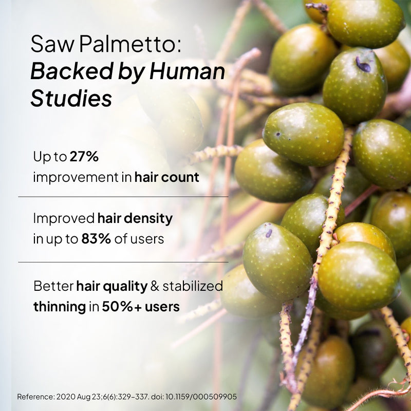 Saw Palmetto - found in Miduty Thick and Grow Hair Supplement - backed by human studies