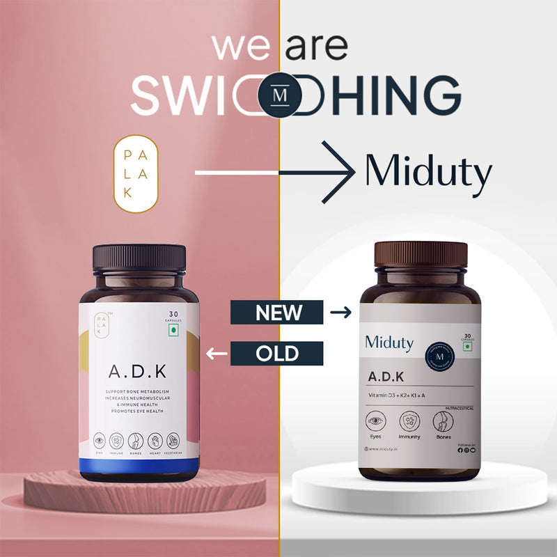 Miduty A.D.K Supplement OLD and NEW Branding, From Palak to Miduty
