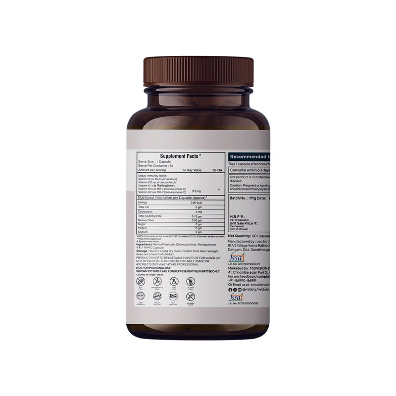 Miduty ADK Supplement Facts