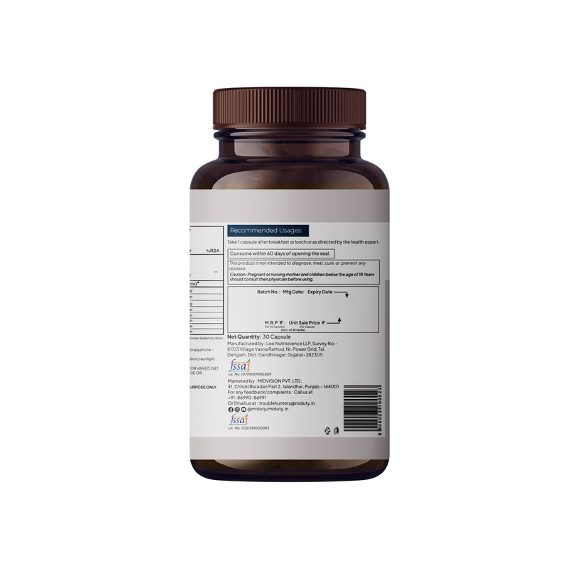 Miduty A.D.K Supplement bottle Side View