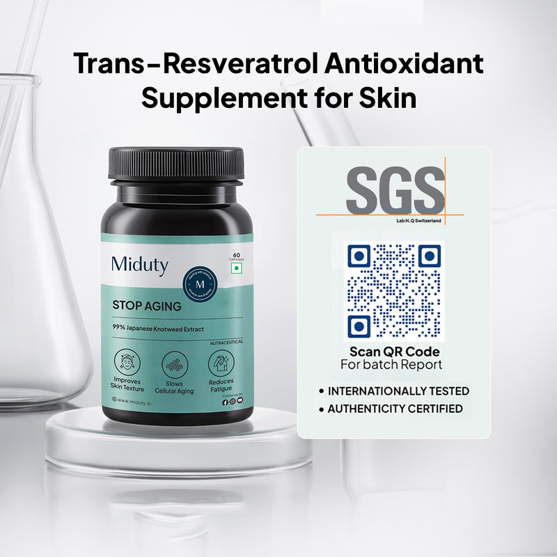 Stop Aging | Trans-Resveratrol 99% | Antioxidant Supplement for Skin
