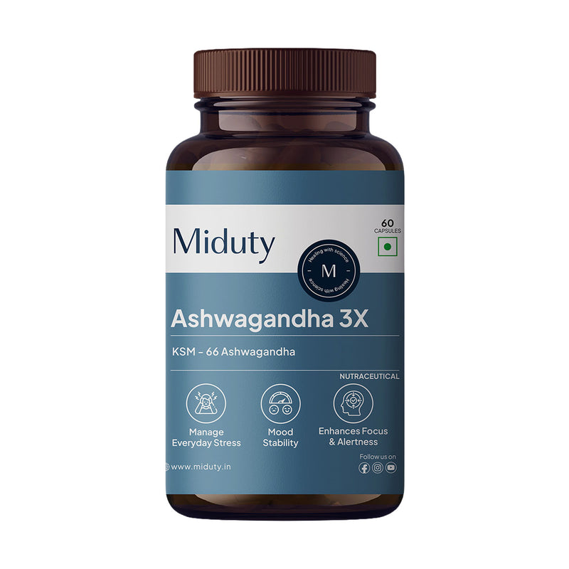 Miduty Ashwagandha 3X supplement Front View