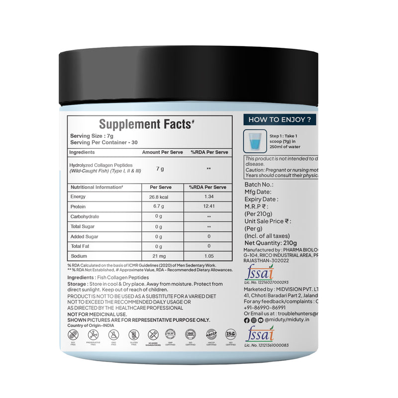 Supplement Facts of Best Marine Collagen Powder Supplement in India