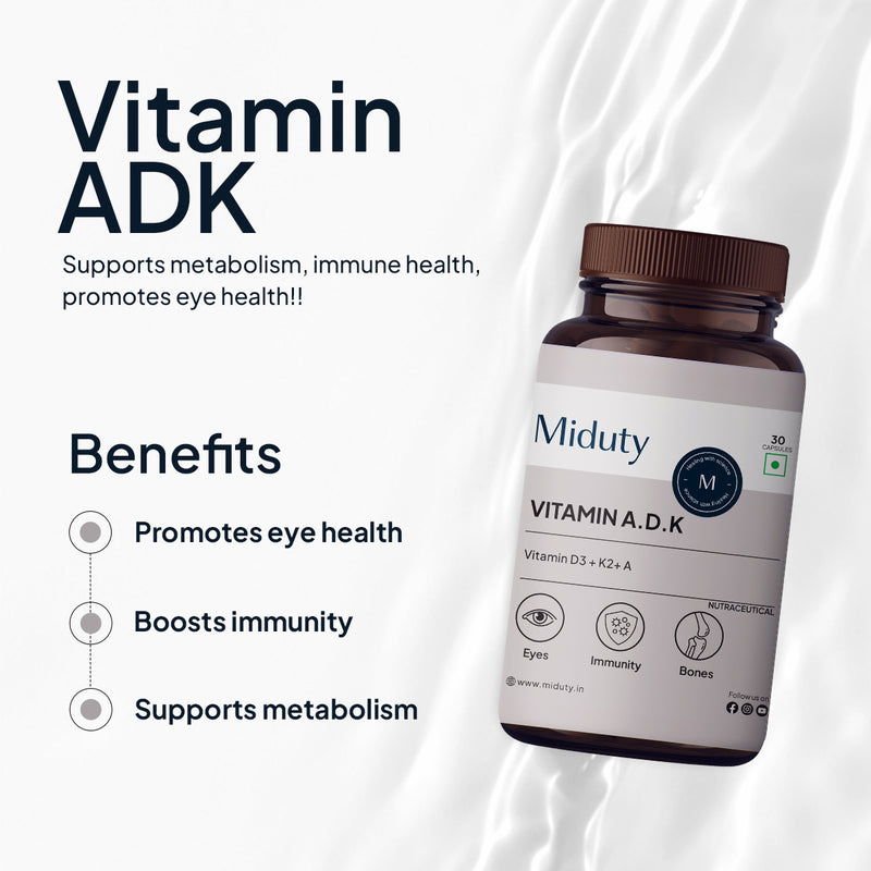 Benefits of Miduty Vitamin A, D3 and K2 Tablets