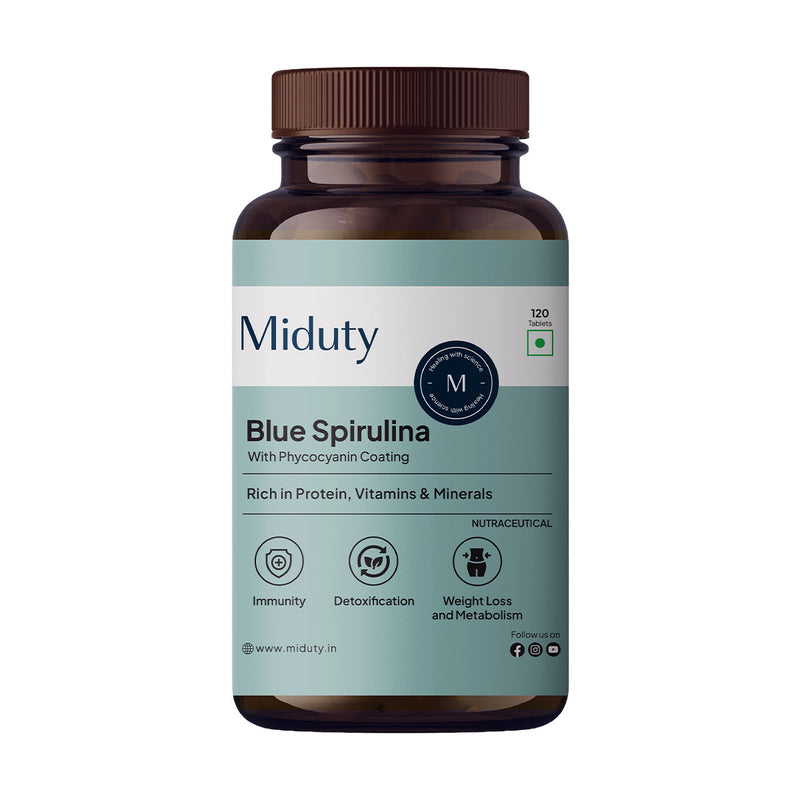 Miduty Blue Spirulina supplement Front View