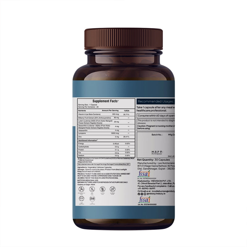 Miduty Eye Vision Shield supplement Facts
