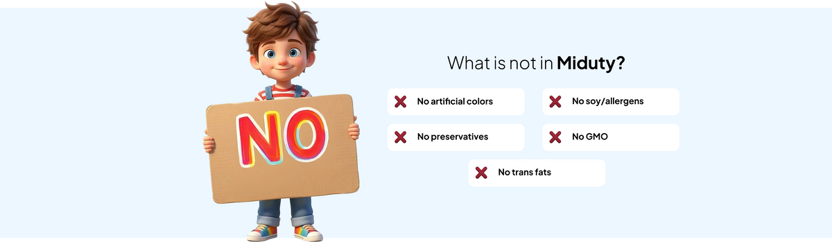 what is not in Miduty kids supplements