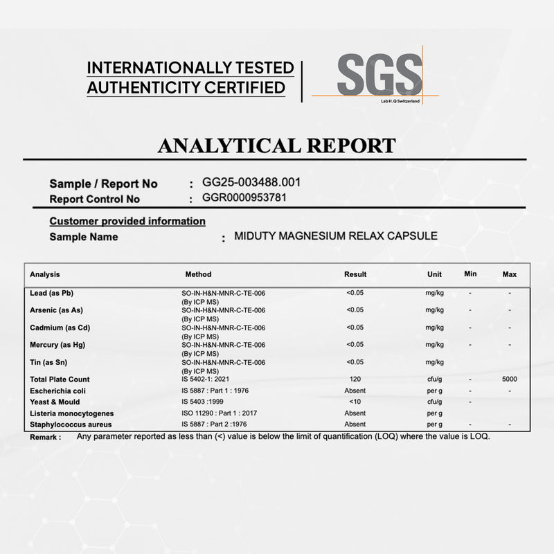 Magnesium relax complex supplement lab tested report
