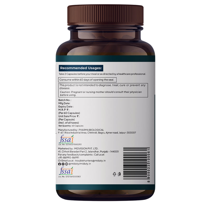 Recommended Usage of Miduty Berberine HCL Tablets Supplement