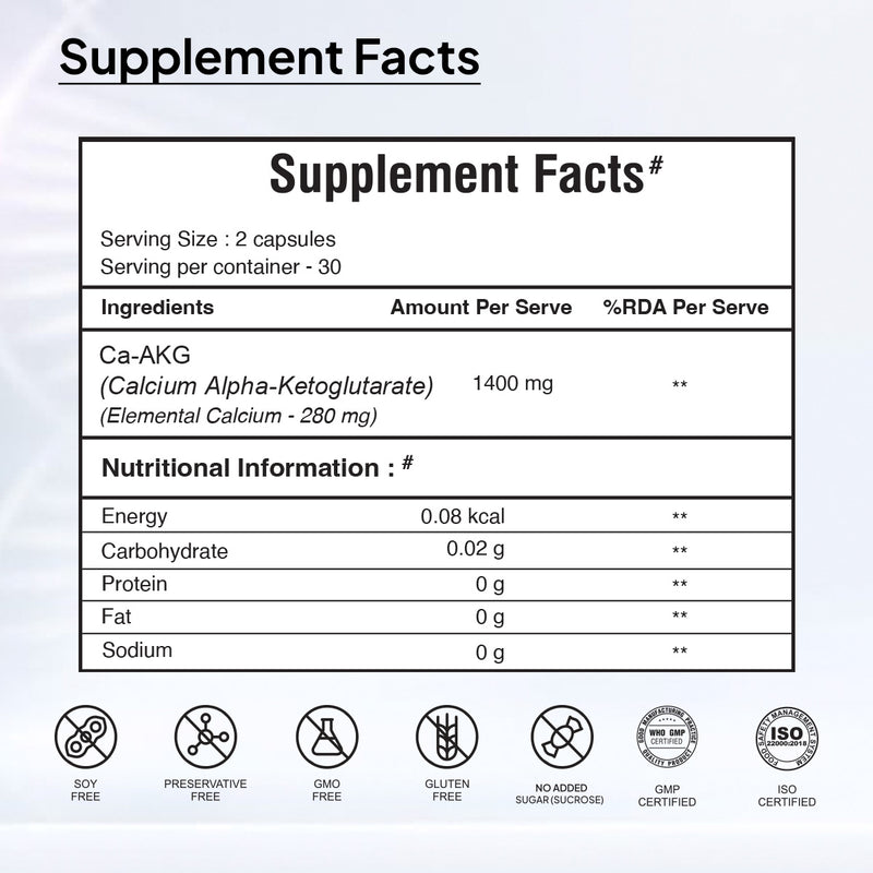 Miduty Calcium Alpha Ketoglutarate Supplement Facts