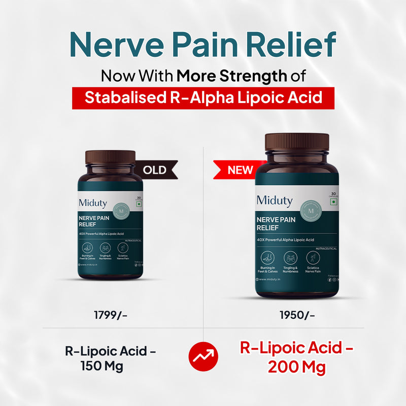 Miduty Nerve Pain Relief Capsules Supplement with More Strength of R-Alpha Lipoic Acid
