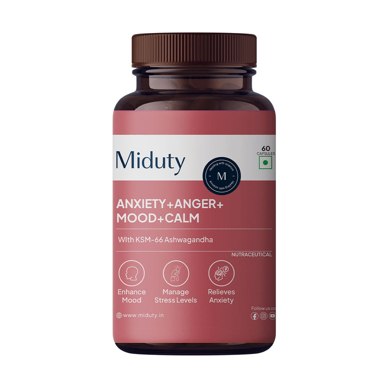 Miduty Anxiety+Anger+Mood+Calm Supplement Front View