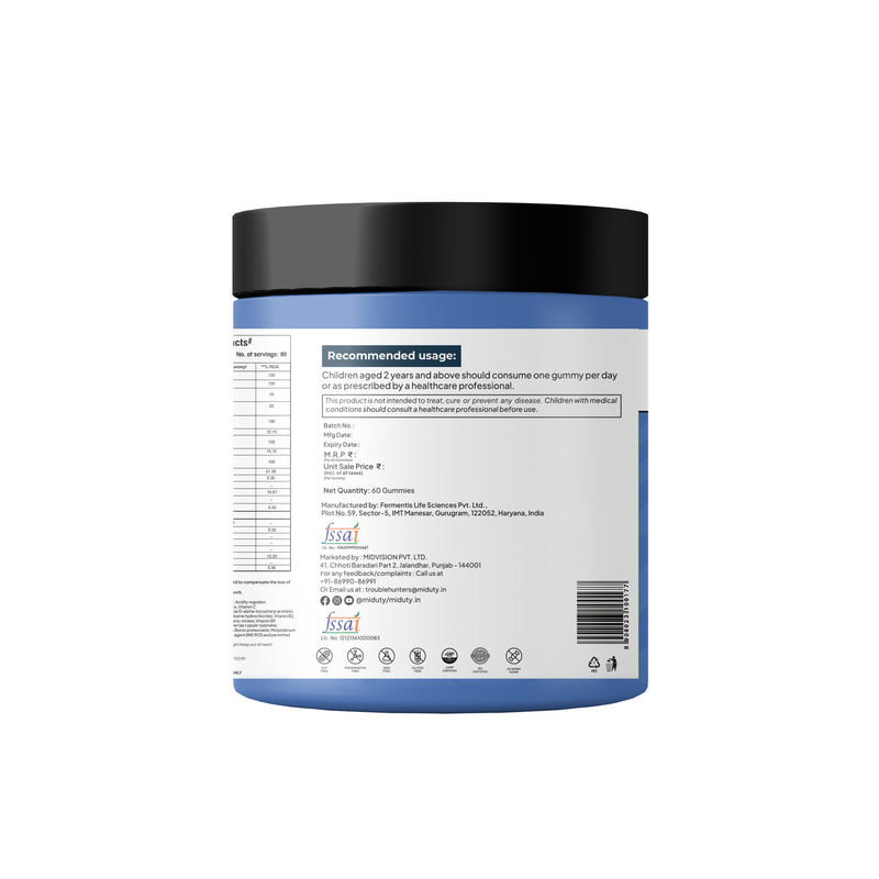Miduty Smarty Kids supplement container Side View