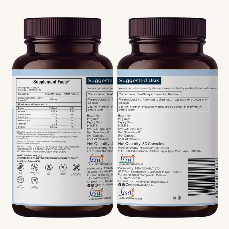 Liposomal Glutathione 40% Back and Side View