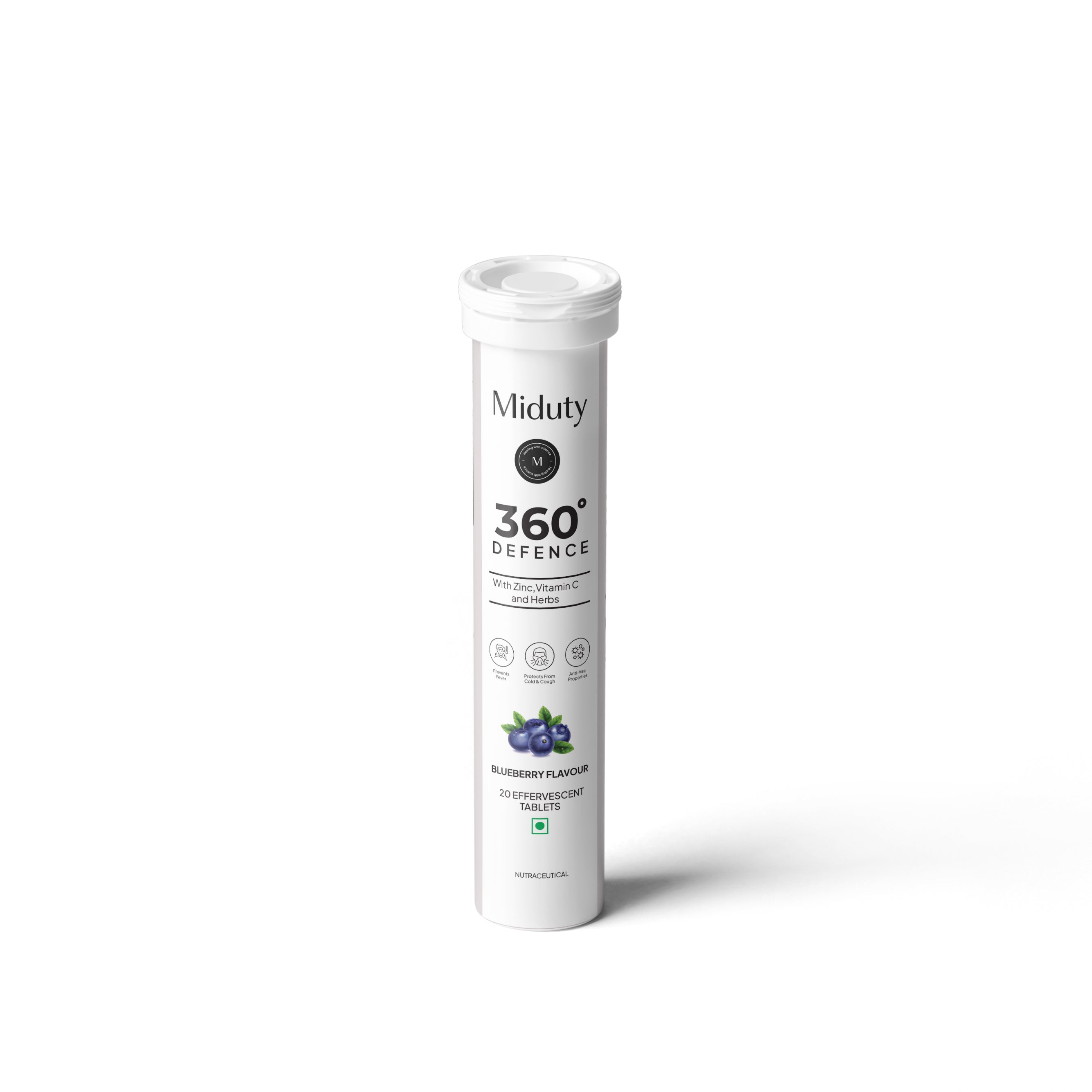 Miduty 360 Defence supplement tube on a white background