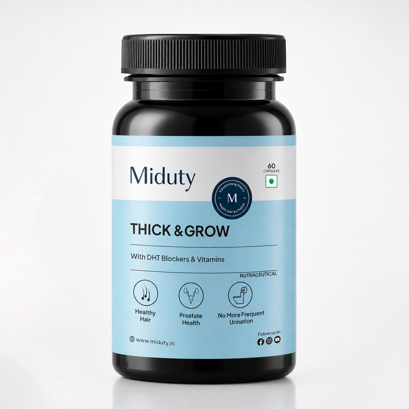 Miduty Thick and Grow Hair Supplement bottle Front View