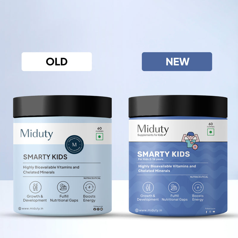 Miduty Smarty Kids Bottle Old and New Packaging